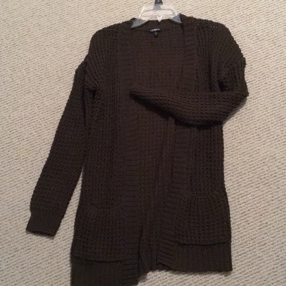 Express Dark Olive Green Knit Sweater
